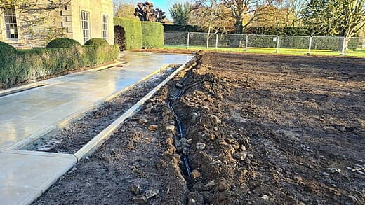 Trench approaching to the patio