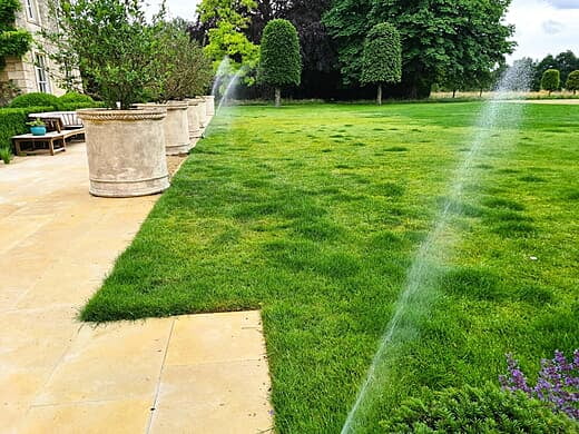 First shoot of rotor sprinklers on the main lawn