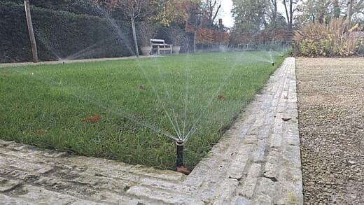 Rotary sprinklers in the formal lawn