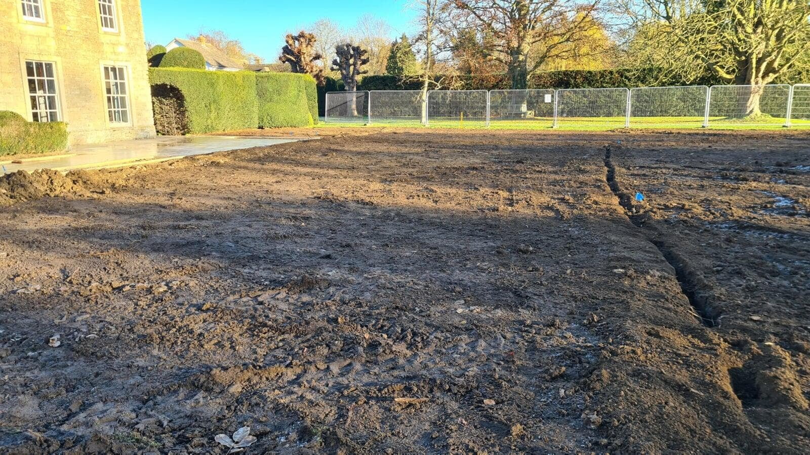 Trench in main lawn