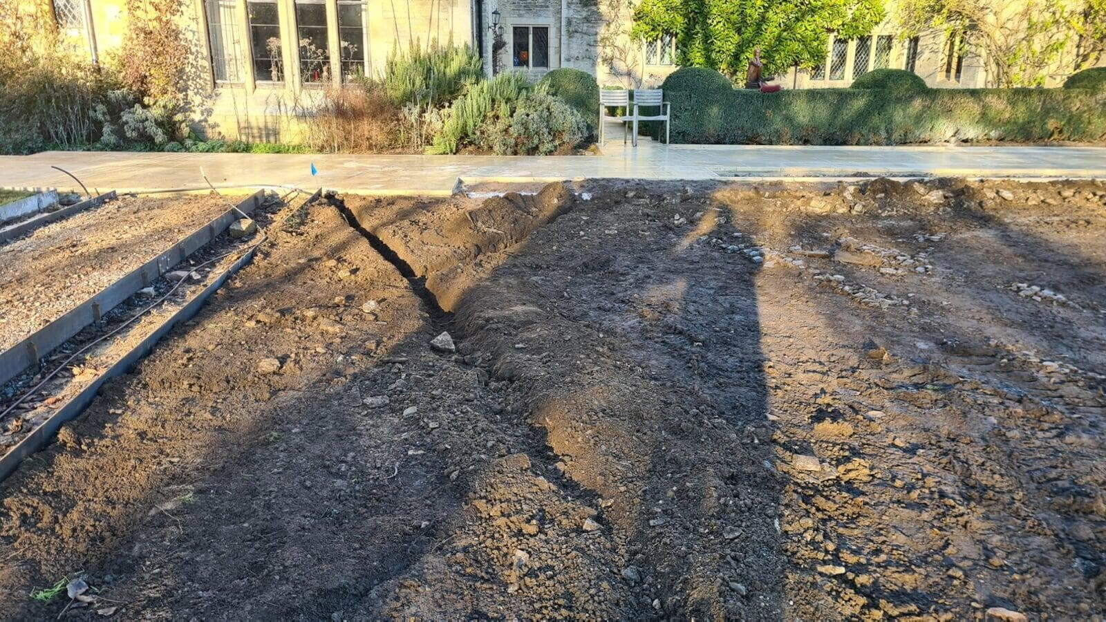 Trench in main lawn